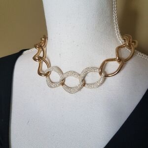 AUTHENTIC Swarovski Gold Plated Chunky Chain Pave Link Statement Necklace
